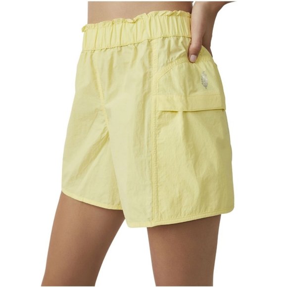 Free People Movement Shorts In The Wild Yellow Athletic Baggy Mid Rise Shorts S - Picture 1 of 10